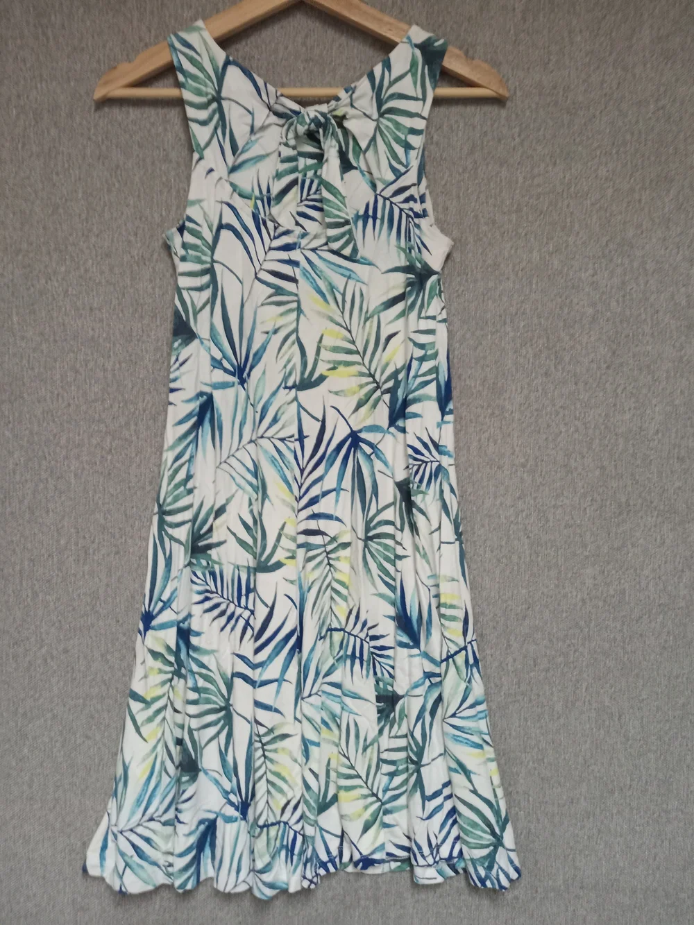 Sigrid Olsen White Maxi Dress with Blue and Green Palm Print